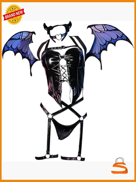 Other - Sexy Butterfly Gothic Lingerie Set with Wings and Gloves